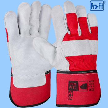 PRO-FIT Rindspaltleder-Handschuh Küste  rot/natur  Premium-Qualität 550116