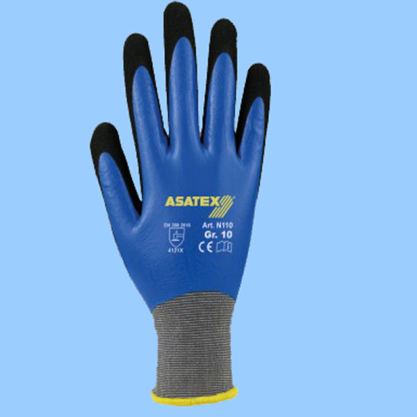 Asatex Feinstrick-Handschuhe mit zweifacher Nitrilbeschichtung N110