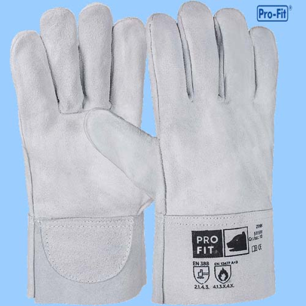 Pro-Fit Rindspaltleder-Schweißerhandschuh Zink  27 cm