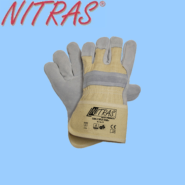 Rindspaltlederhandschuhe Split Star + Nitras 1304
